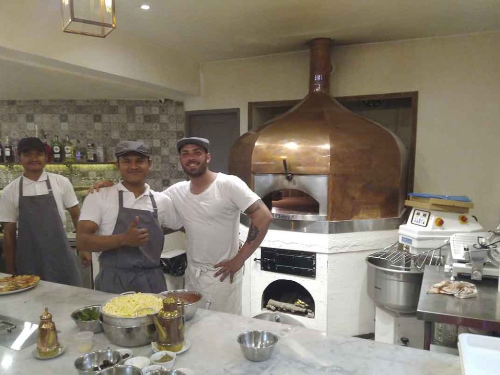 Aurora 120 brass Oven Pizza Brick Lava Stones Wood Gas Bali Indonesia Asia 500 073